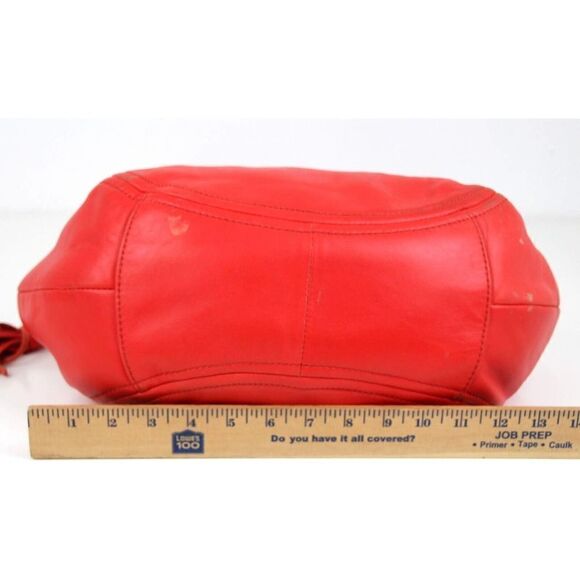 J.CREW RED GENUINE LEATHER THREE COMPARTMENTS HOBO SHOULDER BAG SATCHEL PURSE - Picture 13 of 16